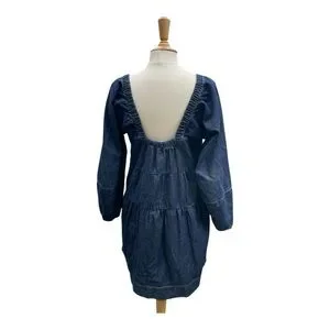 plus size a line formal dresses Purple Orchid Ever Pretty 00857 A-Line Long V-Neck MOSCHINO JEANS Panelled Denim Set:Costume cf-color-champagne